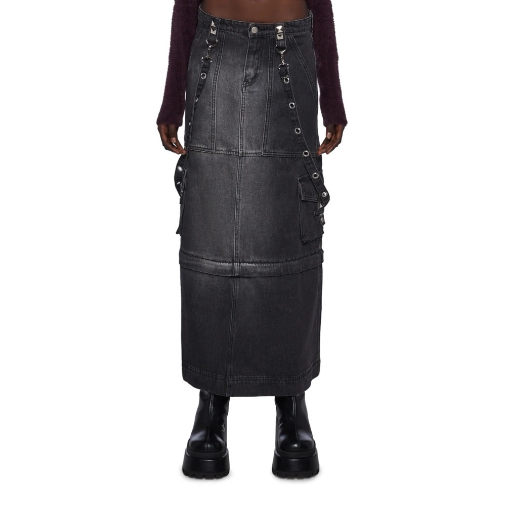 NWT Dolls Kill Current Mood Pay Rate Convertible Cargo Denim Skirt Size S Small